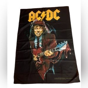 🍎ACDC rare Vintage 1995 Italy Heart Rock Flag/scarf/ Wall art